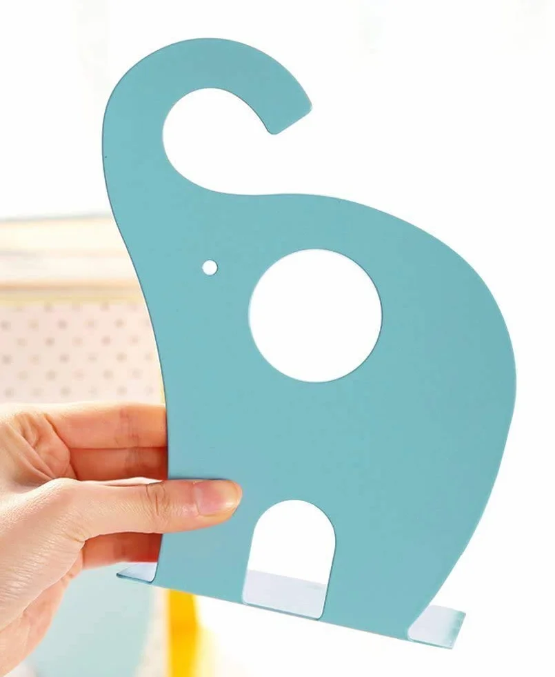 Fermalibri per Bambini Elefante Creativo Libri in Ferro 19x12 cm Azzurro