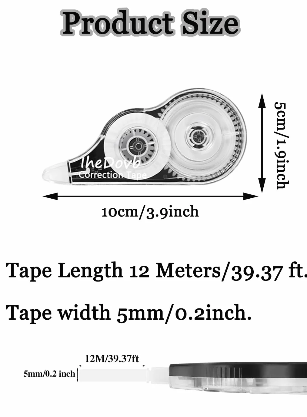 Correttore a Nastro 12m x 5 mm Bianchetto per Ufficio (36)