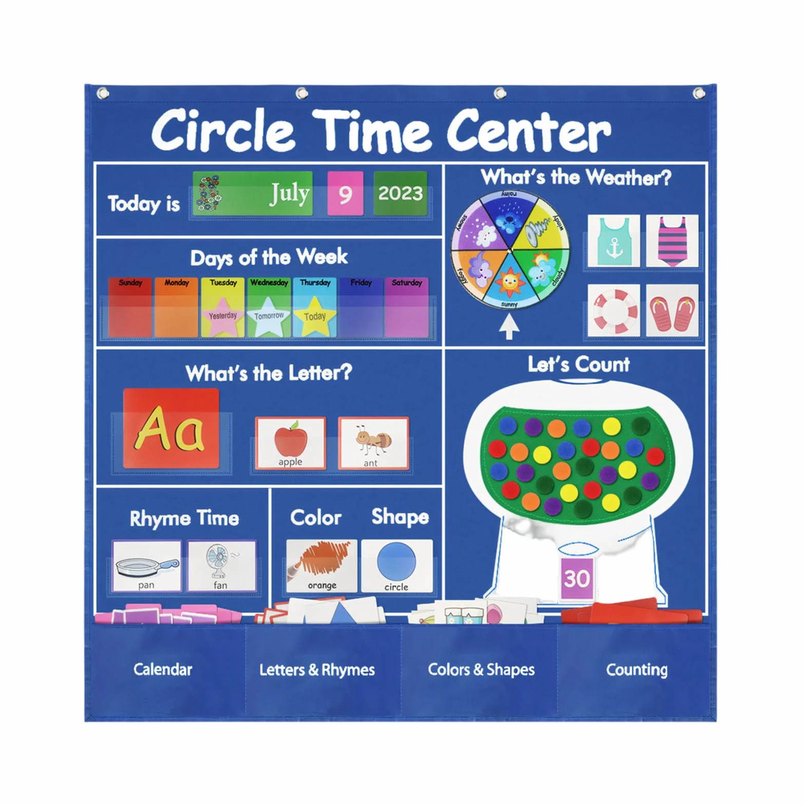 Tabellone interattivo tascabile per lezioni quotidiane, calendario in classe, forma e conteggio delle lettere, set da parete per casa, studio, apprendimento quotidiano, tabella tascabile centro di