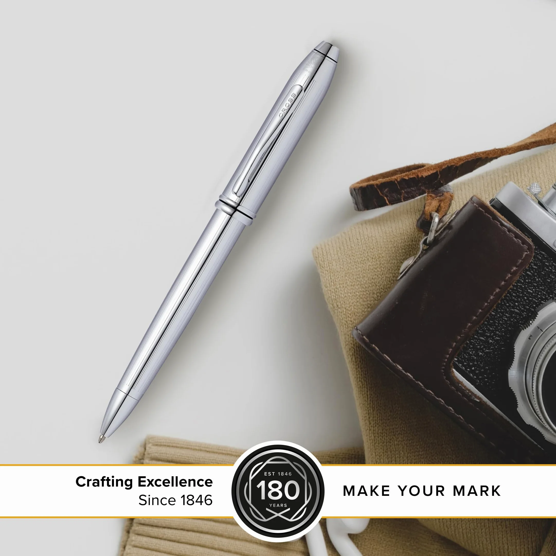 Cross Townsend - Penna convertibile Penna a sfera cromo lucido | Elegante penna per scrivere senza sforzo, scrittura fluida e uniforme, affidabile e di lunga durata, con confezione regalo