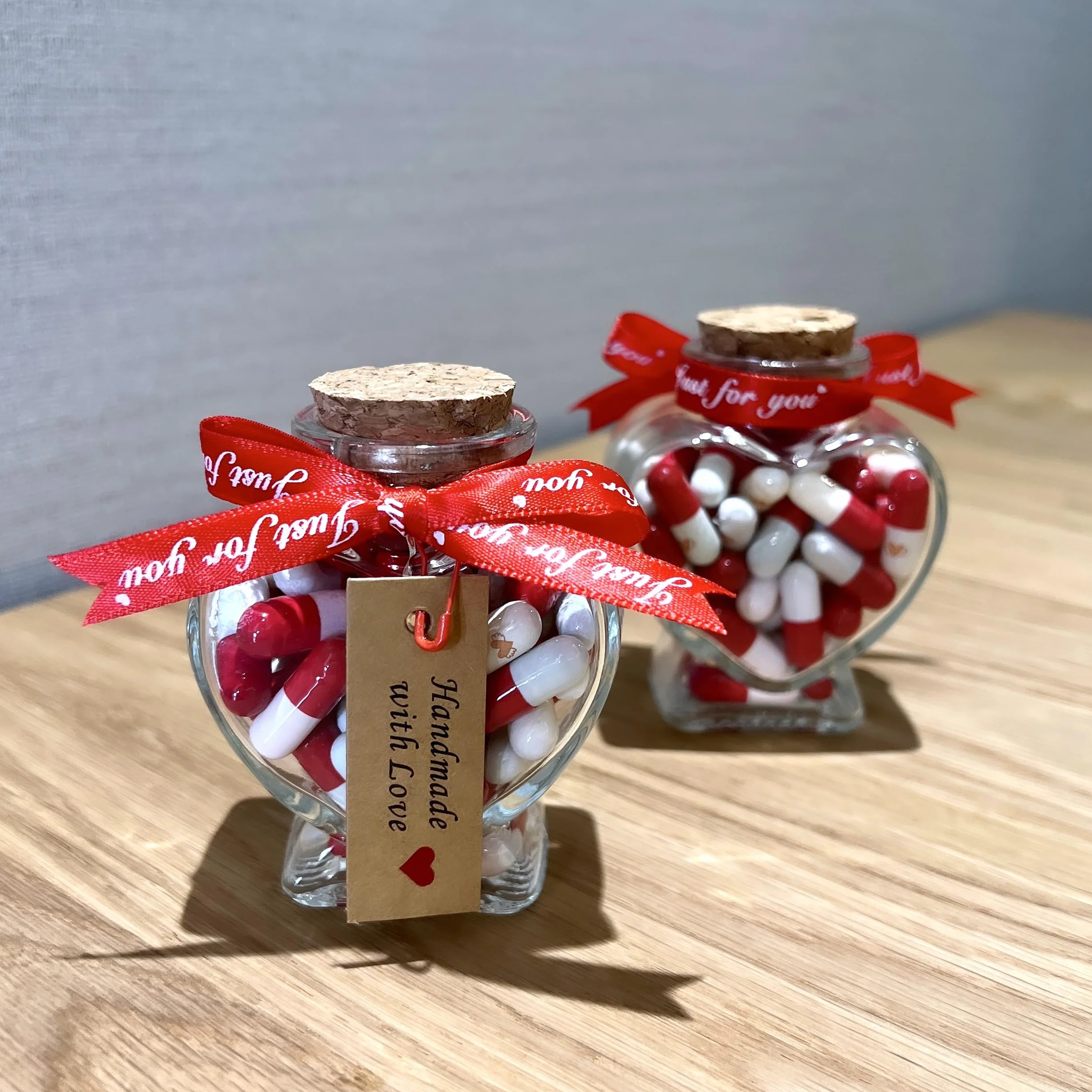 Capsule con Messaggio in Bottiglia, Regalo San Valentino Fidanzato/Fidanzata, Scatola Regalo, Rosso