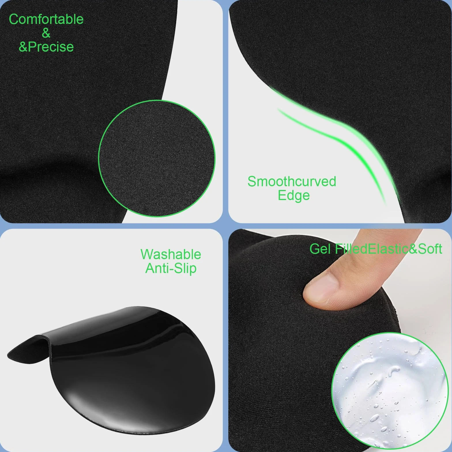 TRIXES Tappetino per Mouse con Supporto per Polso Base Antiscivolo Nero