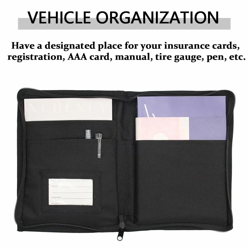 Porta Documenti Auto Portatile Multifunzione Cartellina con Scomparti per Fatture, Passaporti, Ricevute