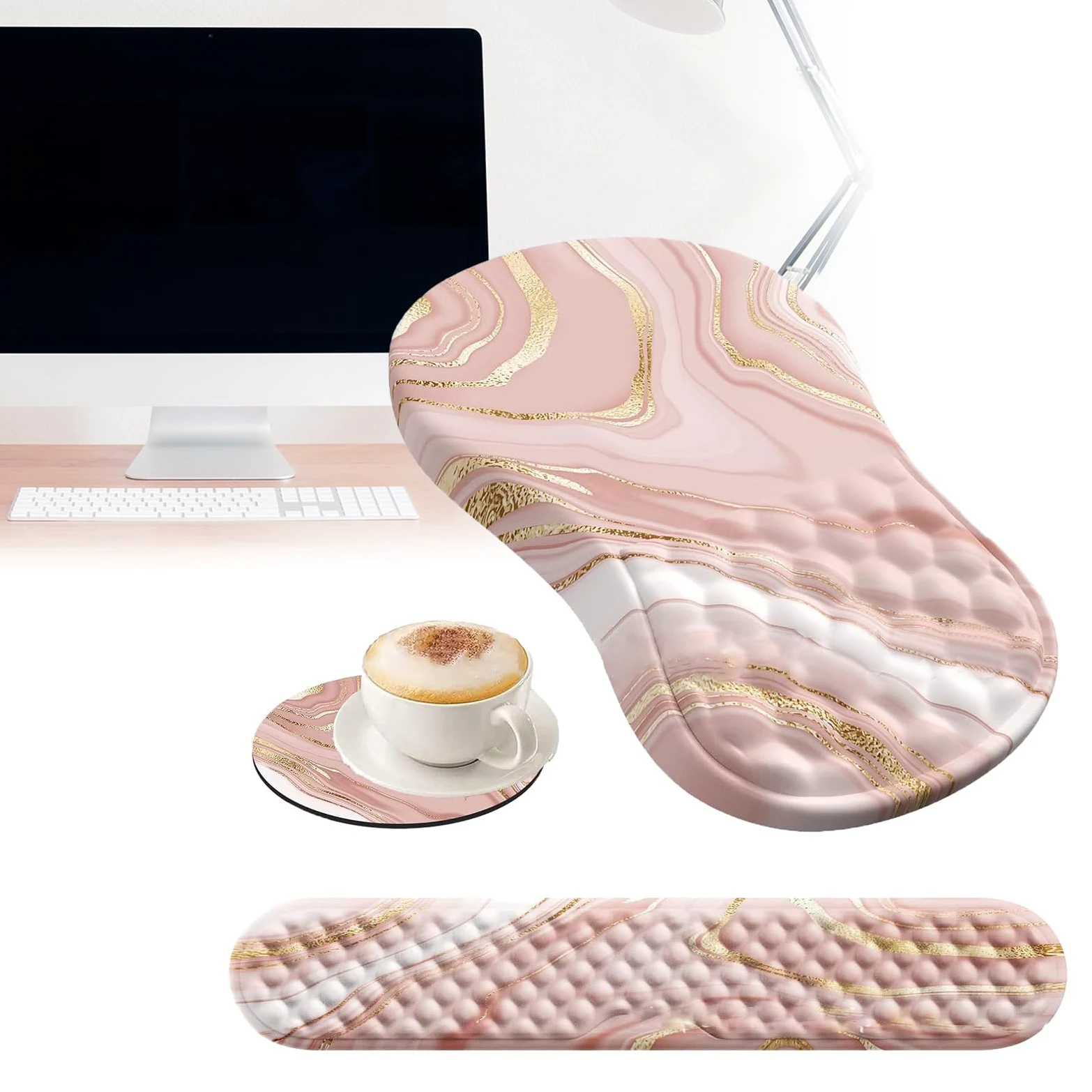 3 comodi cuscinetti poggiapolsi in memory foam per tastiera e lunghe ore di lavoro al computer