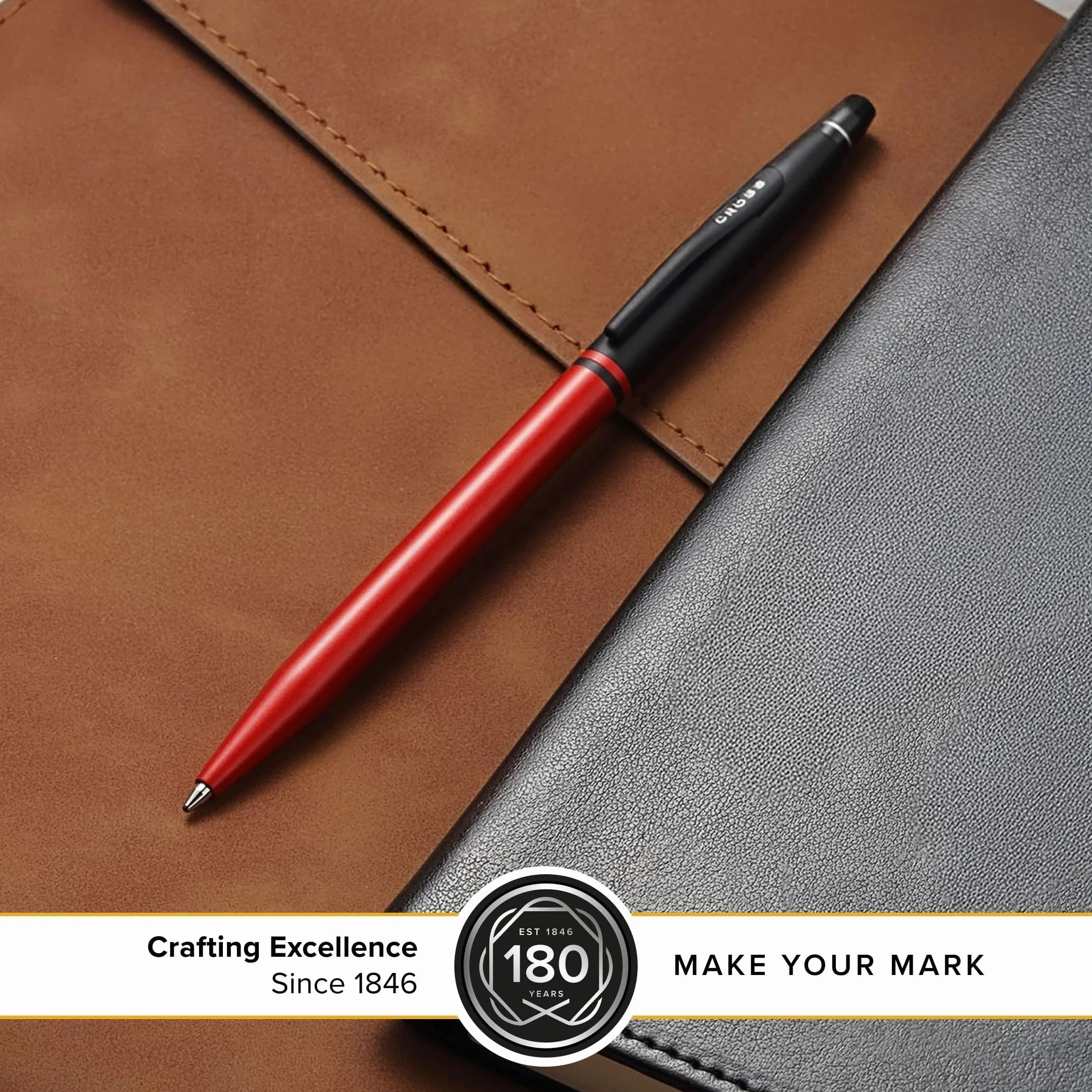 Cross Click Tuxedo - Penna a sfera con inchiostro rosso metallizzato satinato e nero