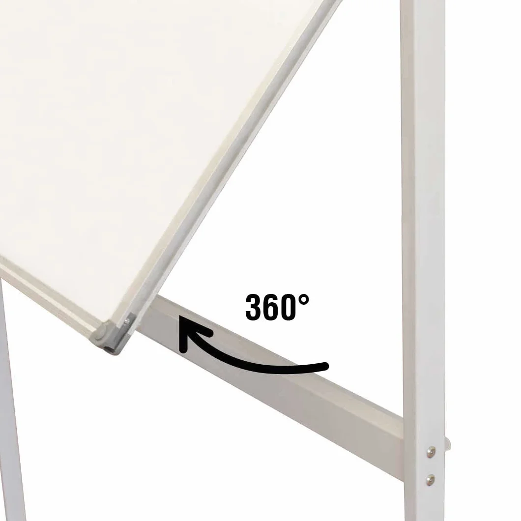 Lavagna magnetica bifacciale scrivibile 90x180 cm | con ruote e porta pennarelli