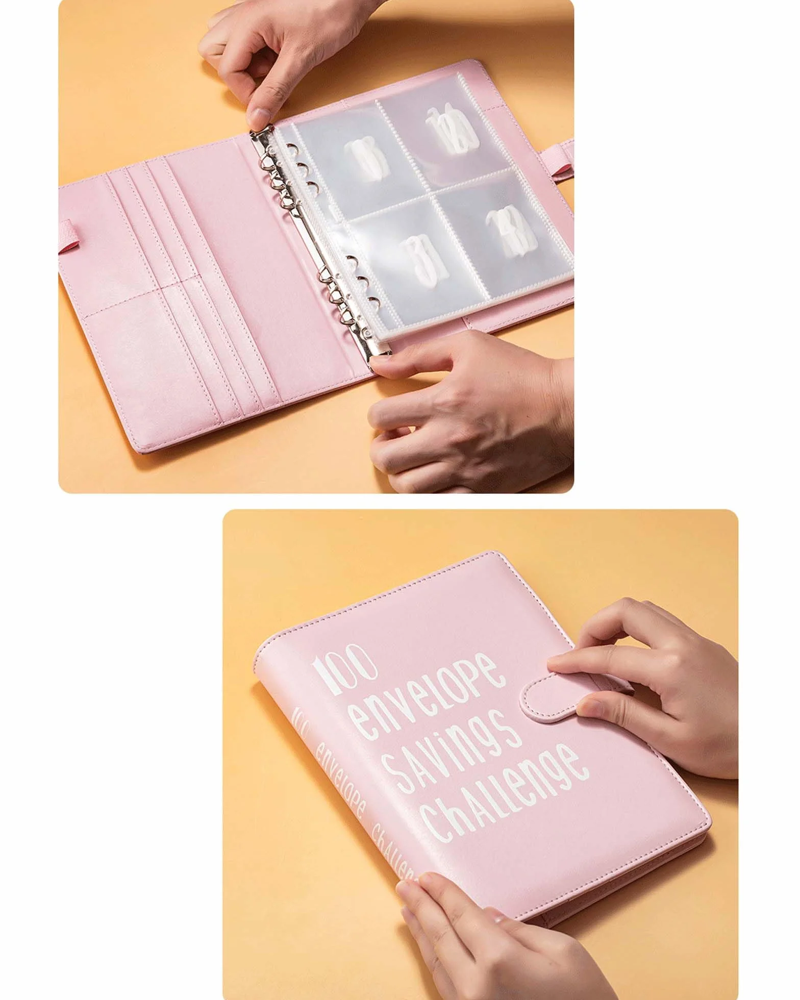 JEJA Budget Planner 5,050 euro Fogli di Bilancio Etichette Adesive Penne Cancellabili Rosa
