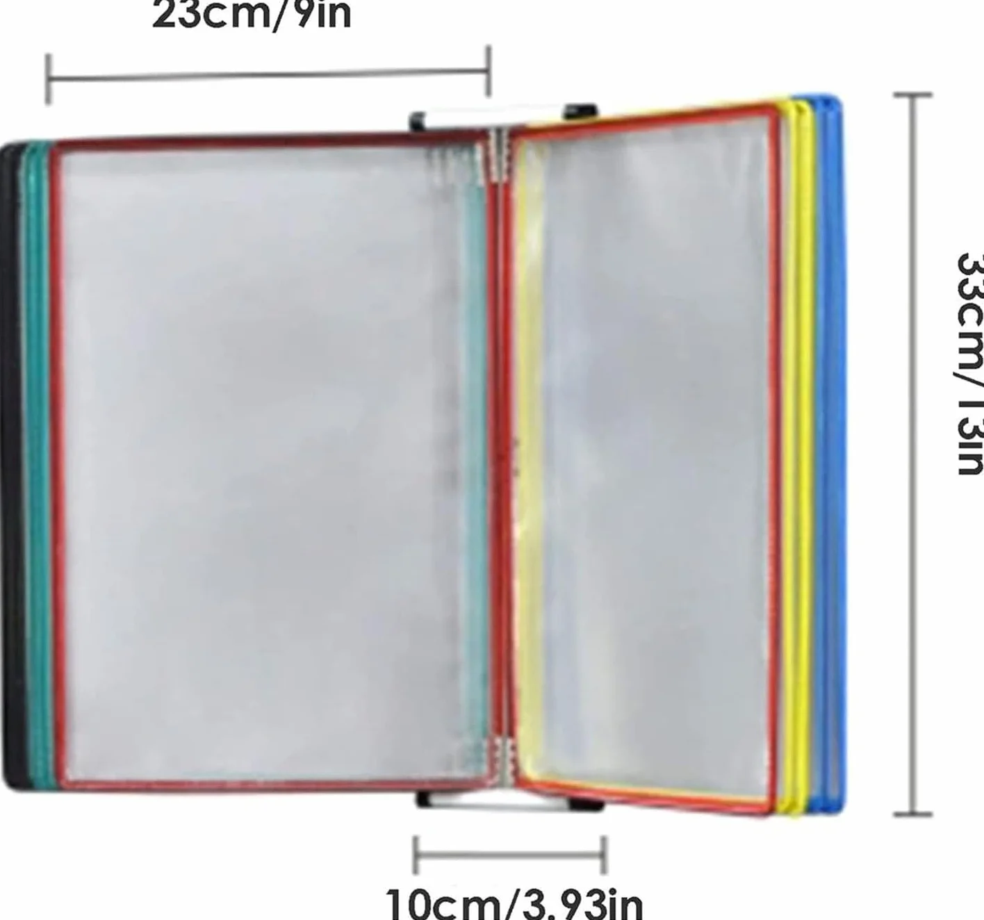 Generico Portadocumenti da tavolo in metallo e PVC, 10 tasche espositive, capacità 20 fogli, sistema, raccoglitore da tavolo A4