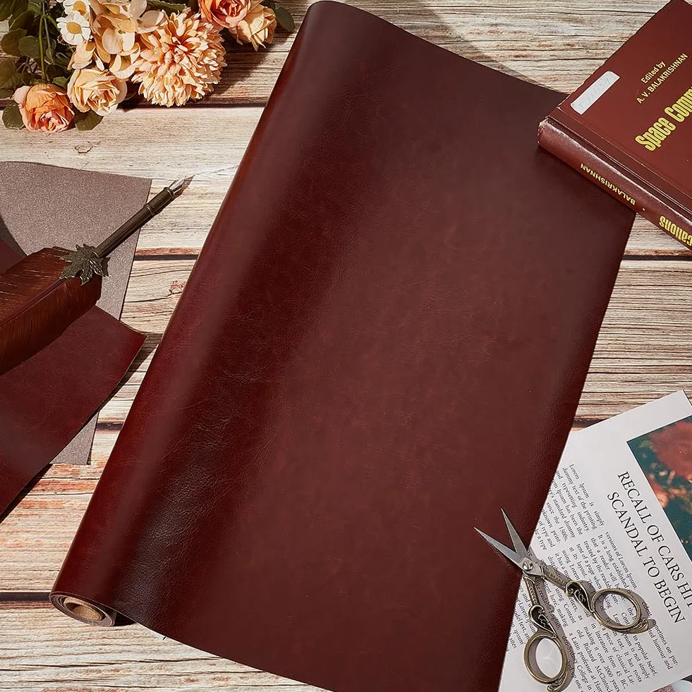 OLYCRAFT Copertina per Rilegatura in Similpelle 120x43cm Marrone Cocco Spessore 0.7mm