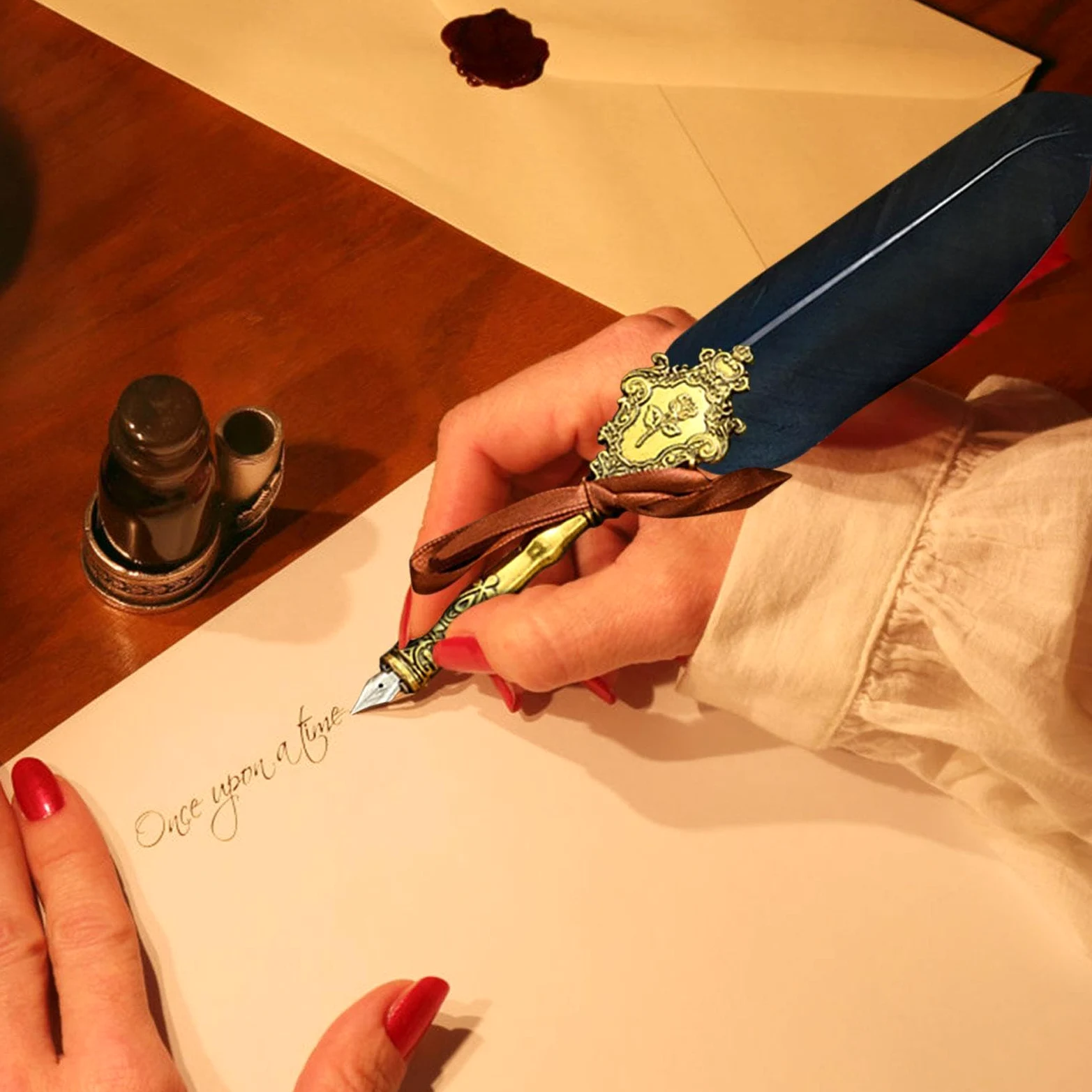 Set di inchiostro per calligrafia vintage, penna a immersione | ceralacca, sigillo, strumento per buste, il miglior set regalo per scrivere, disegnare, firmare