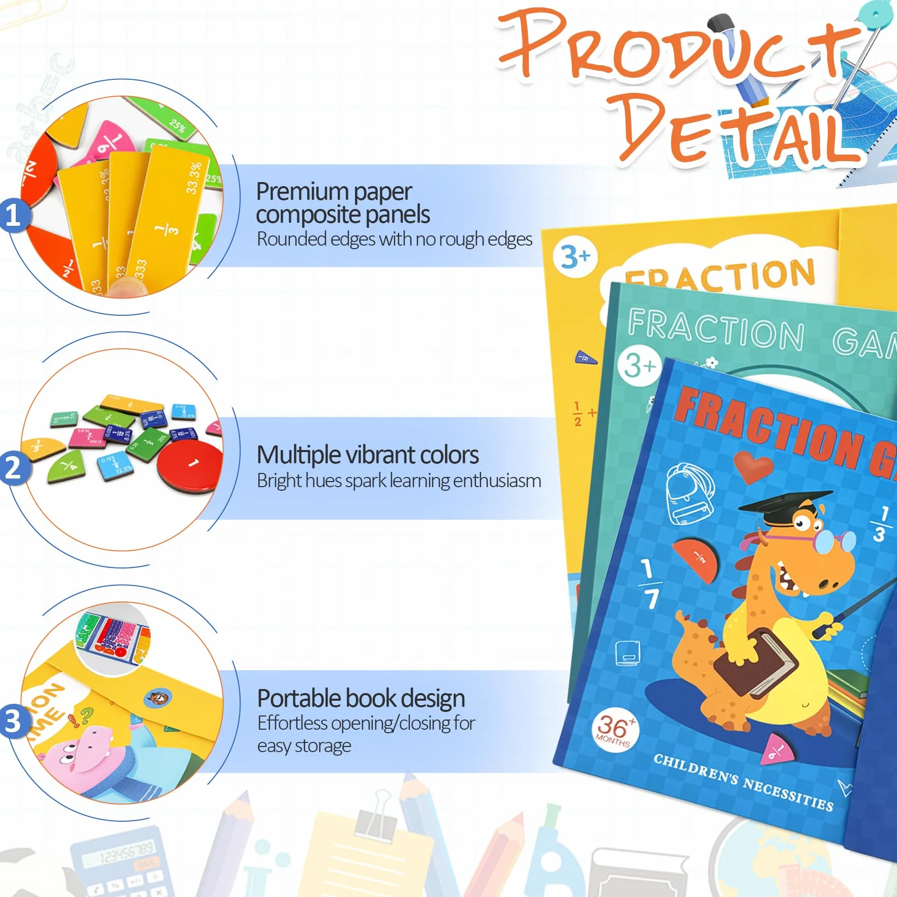 Piastrelle Magnetiche per Frazioni, Cerchi di Frazione con Percentuali e Decimali - Set Materiali Matematica Montessori