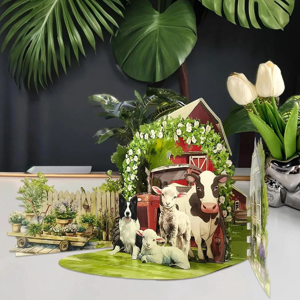 Biglietto di auguri con scritta "The Red House, Forever", pop-up 3D, regalo di compleanno per donne, mogli, mamme, figlie, sorelle, zie, nonne, biglietto di anniversario, con busta