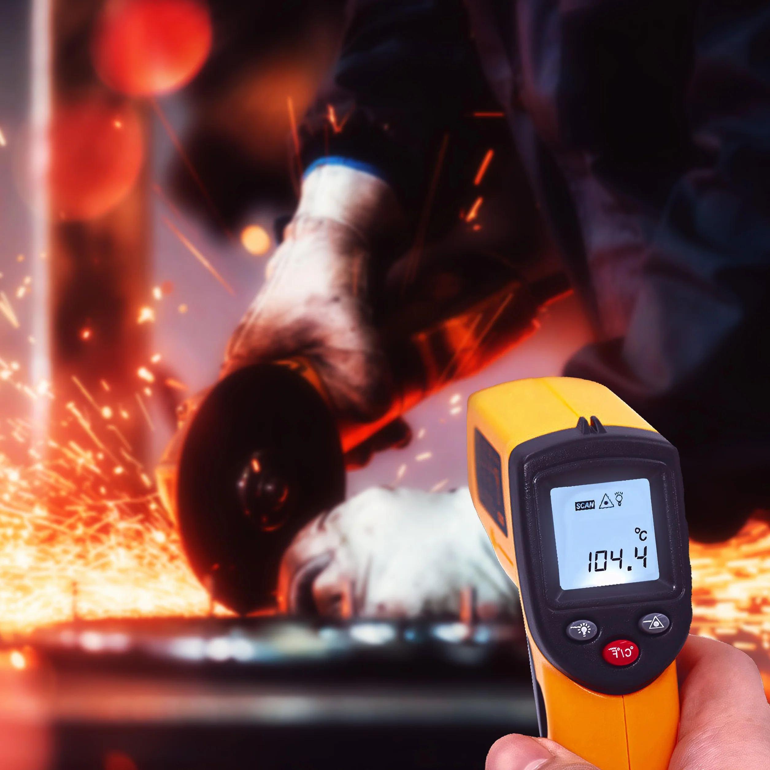 Termometro Infrarossi Digitale Pirometro Pistola Temperatura Laser -50 °C ~ 380 °C LCD