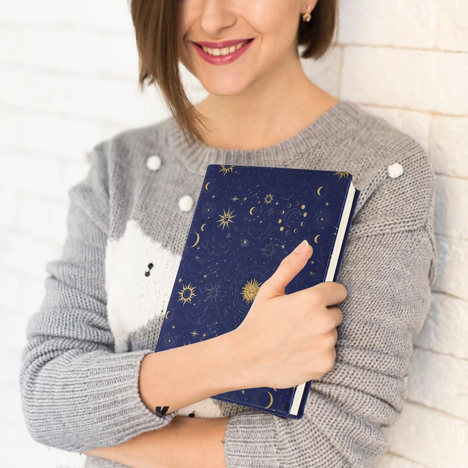 NICENEEDED Copertina Estensibile per Libri, Custodia per Libro Stella Luna Blu Navy
