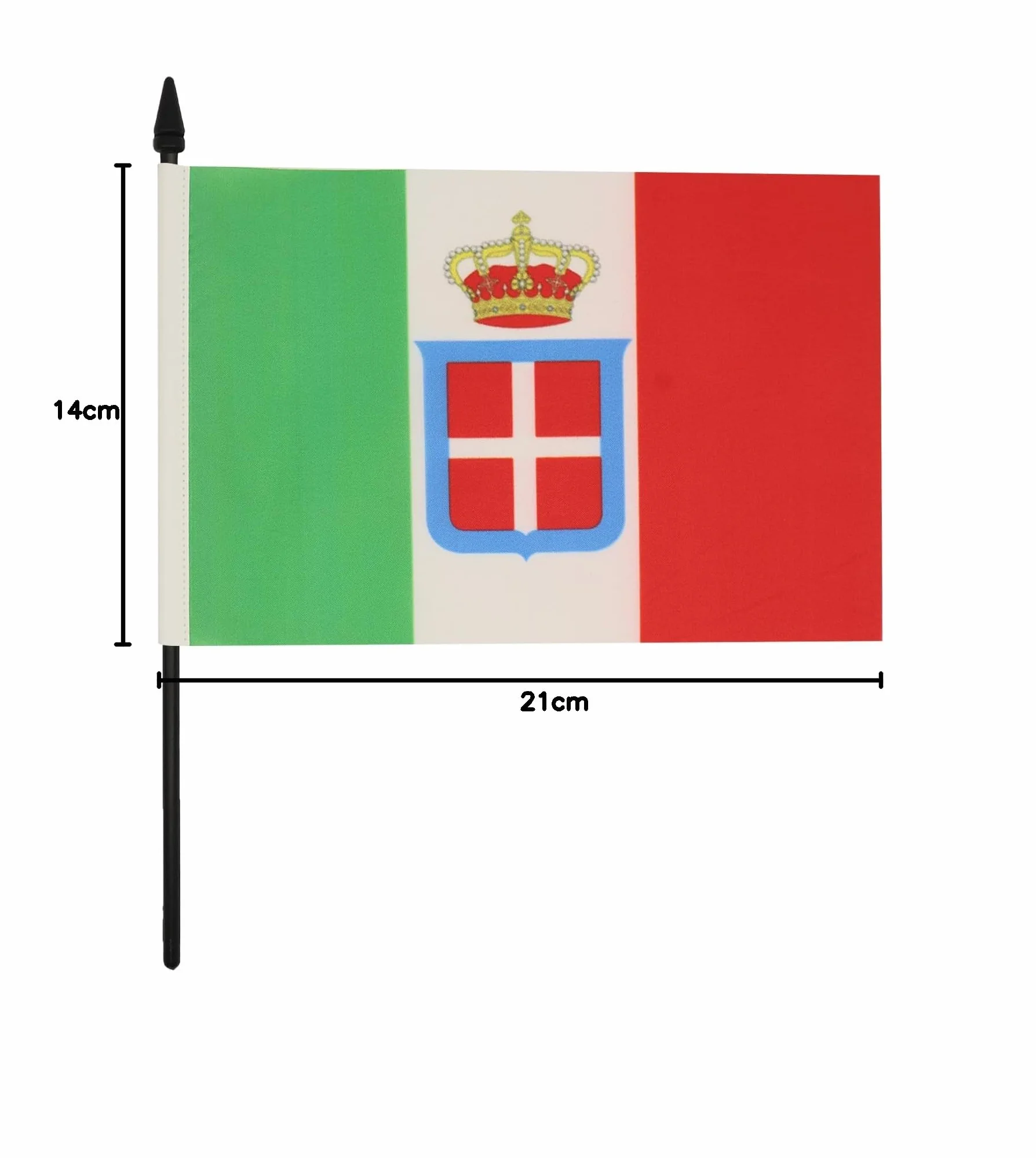 AZ FLAG Bandiera Da Tavolo Regno D'Italia Corona 21x14 cm Piccola Bandierina Reale Italiana