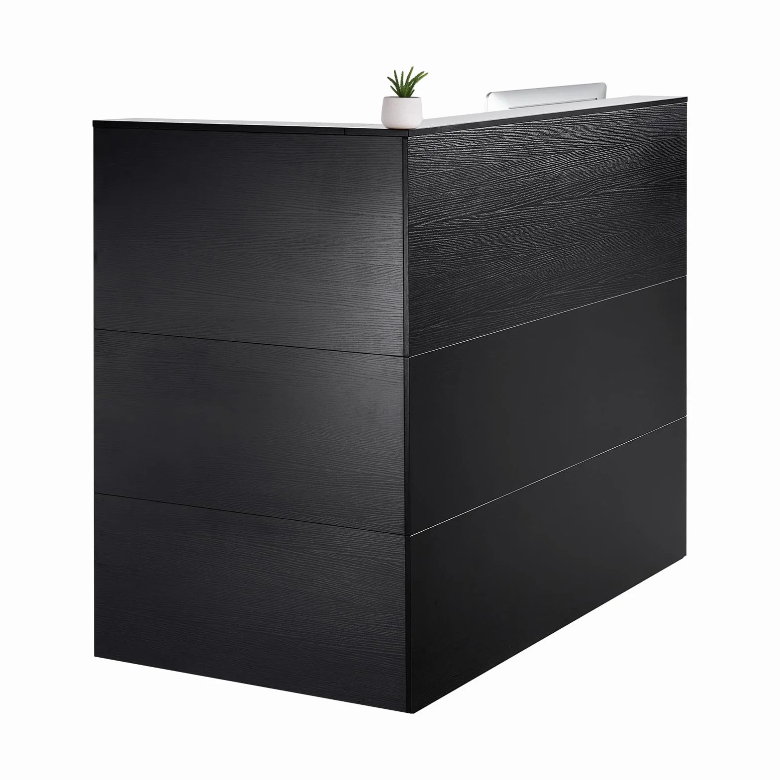 VEVOR Banco Reception 1600 x 600 x 1110 mm Tavolo da Banco Rettangolare, Tavolo di Vendita per Ufficio con Luce a LED, per Registratori di Cassa, Hall, Saloni di Bellezza e Uffici, Nero e Marrone