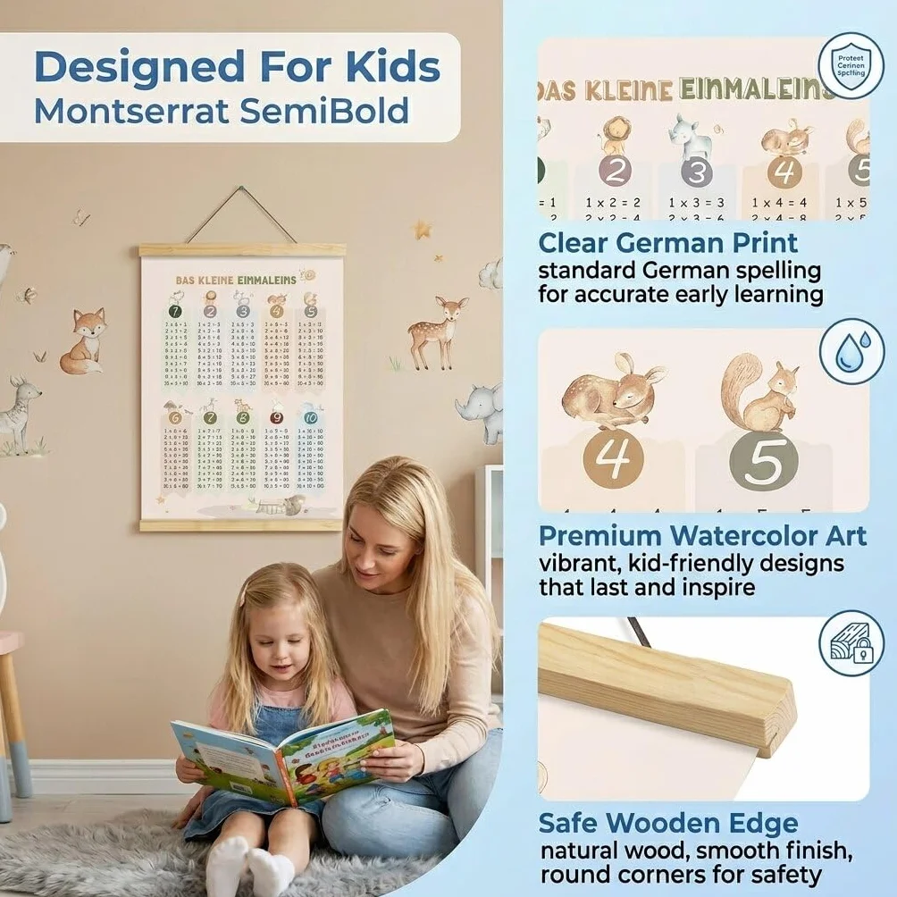 Poster Tabelline per Bambini Gioco Calcolo Matematico Scuola Elementare
