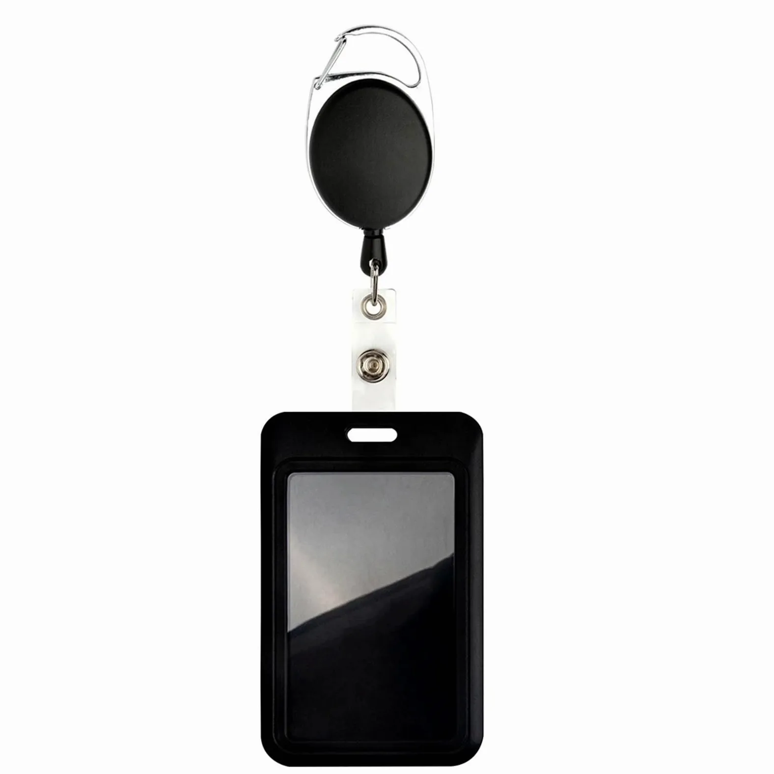 Porta badge verticale, 20 pezzi, porta badge retrattile, nero, per donne e uomini.