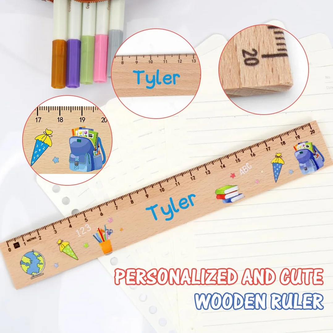 Righello in Legno 20 cm Bambini Giocattolo Regalo Ritorno a Scuola