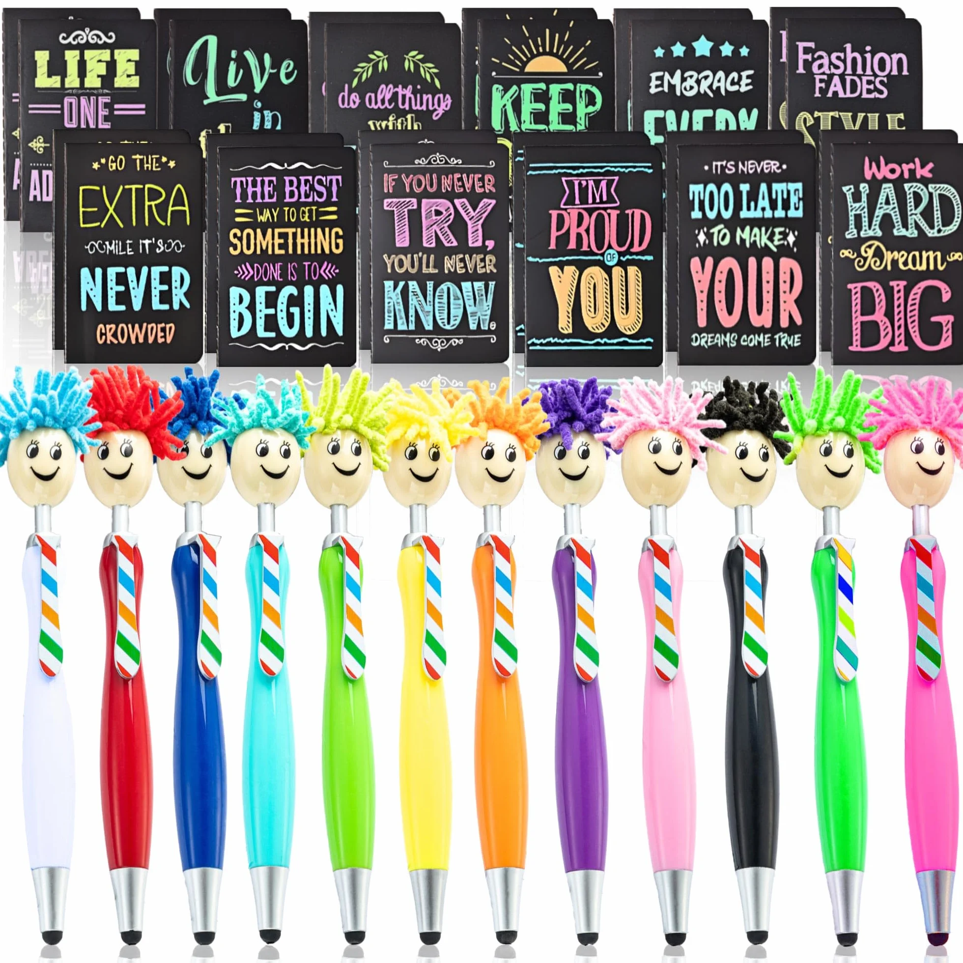 Set di 48 quaderni motivazionali, mini diario foderato con pennini, taccuini tascabili, set regalo per insegnanti, scuola, ufficio, feste