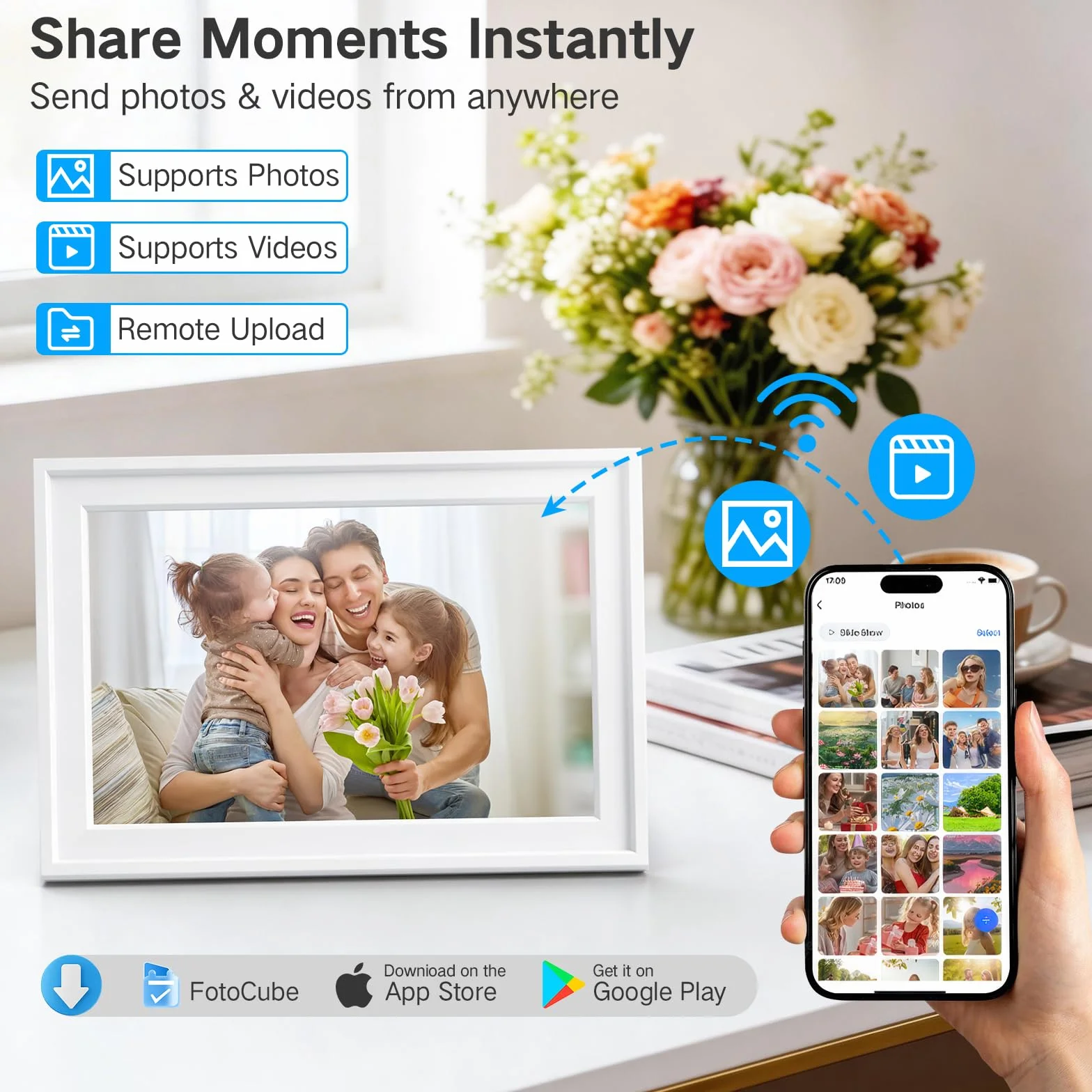 Calendario Digitale WiFi 10,1" Smart – Organizzatore Famiglia Con Controllo App, Touchscreen Interattivo, Pianificatore Attività & Pasti, Cornice Foto, Premi, Agenda 2026