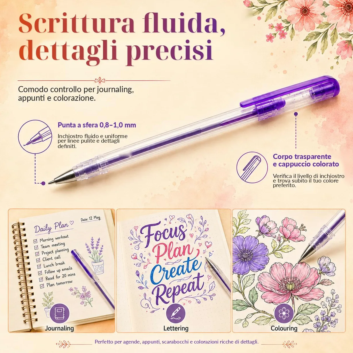 Gunsamg 240 Penne Gel per Adulti Colorate 120 Penne Glitter Colorate con 120 Ricariche Glitter per Bambini Drawing, Artigianato, Colorazione