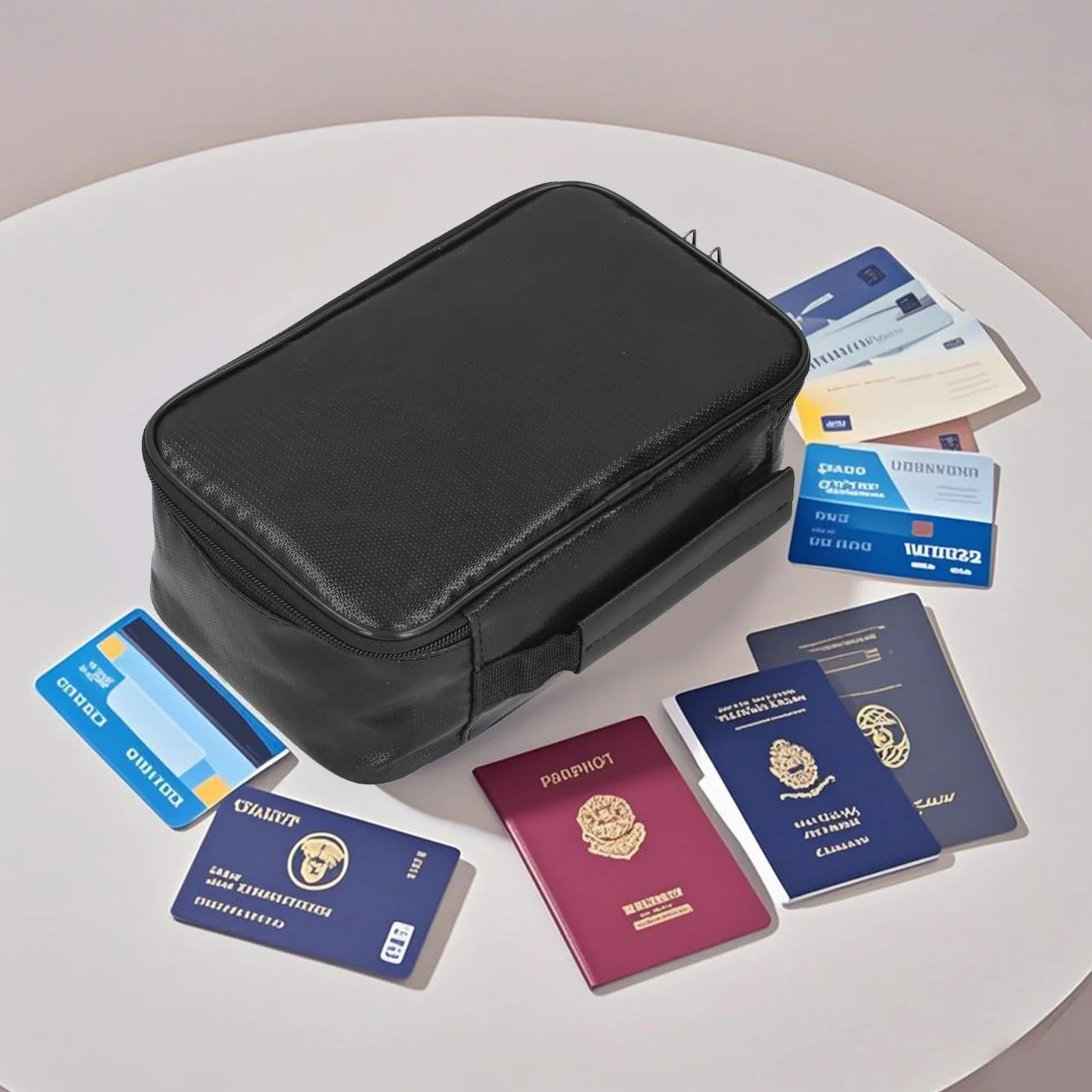 Tissting 9,1 x 5,5 x 3,9 pollici Borsa per documenti impermeabile ignifuga a 3 strati con serratura Borsa per organizer per documenti Borsa per certificati con cerniera per certificati(Nero)