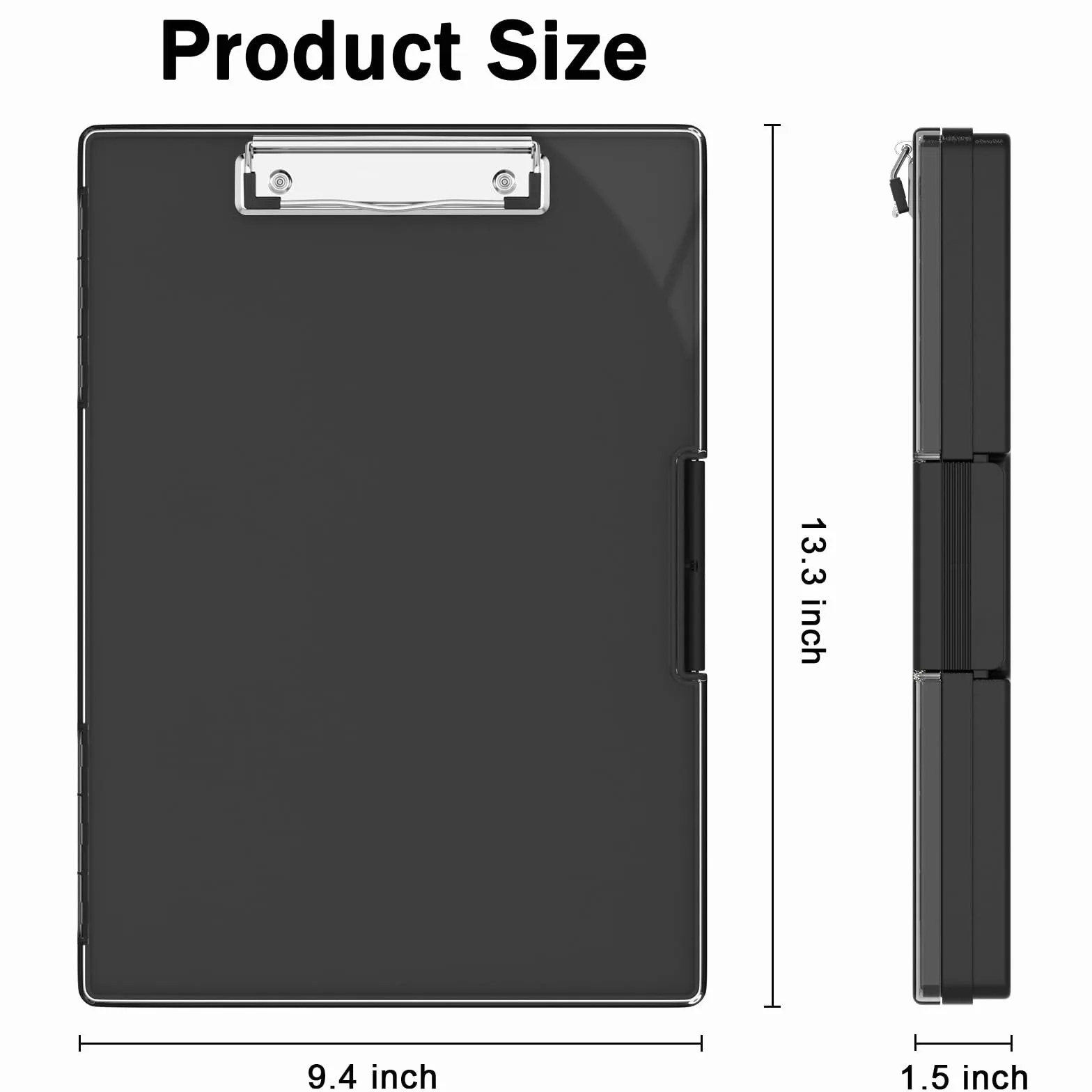 Rimilak Portablocco in plastica con contenitore, apertura laterale con 2 custodie, portablocco ad alta capacità con clip resistenti, per lavoro, scuola, ufficio, nero