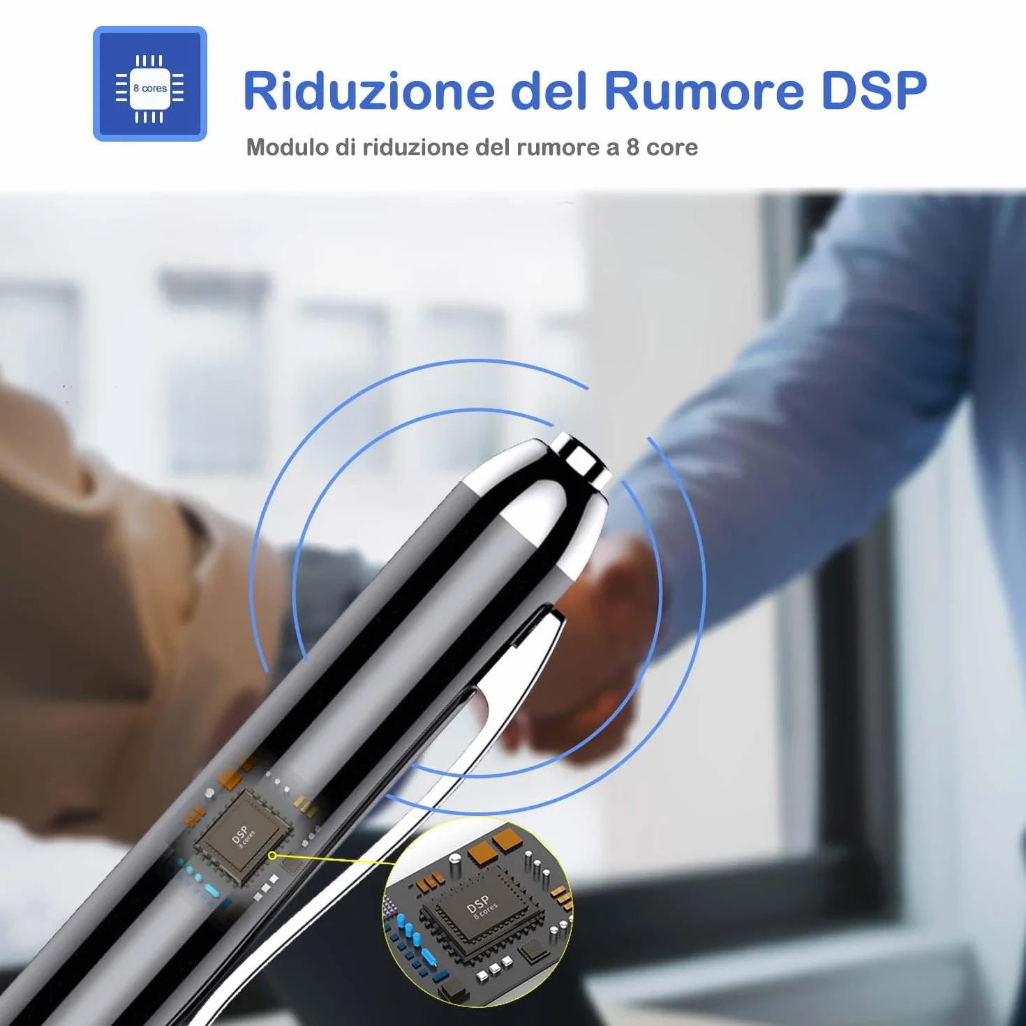 Registratore Vocale Penna 64GB Registratore Vocale Professionale con Attivazione Vocale e Riproduzione MP3 Mini Registratore per Riunioni Interviste Lezioni