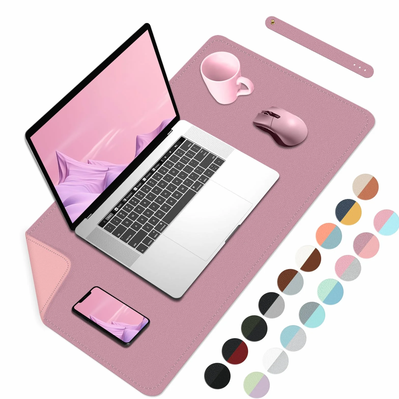 BLESWIN Tappetino da scrivania a doppia faccia grande impermeabile 60x35cm Viola+rosa
