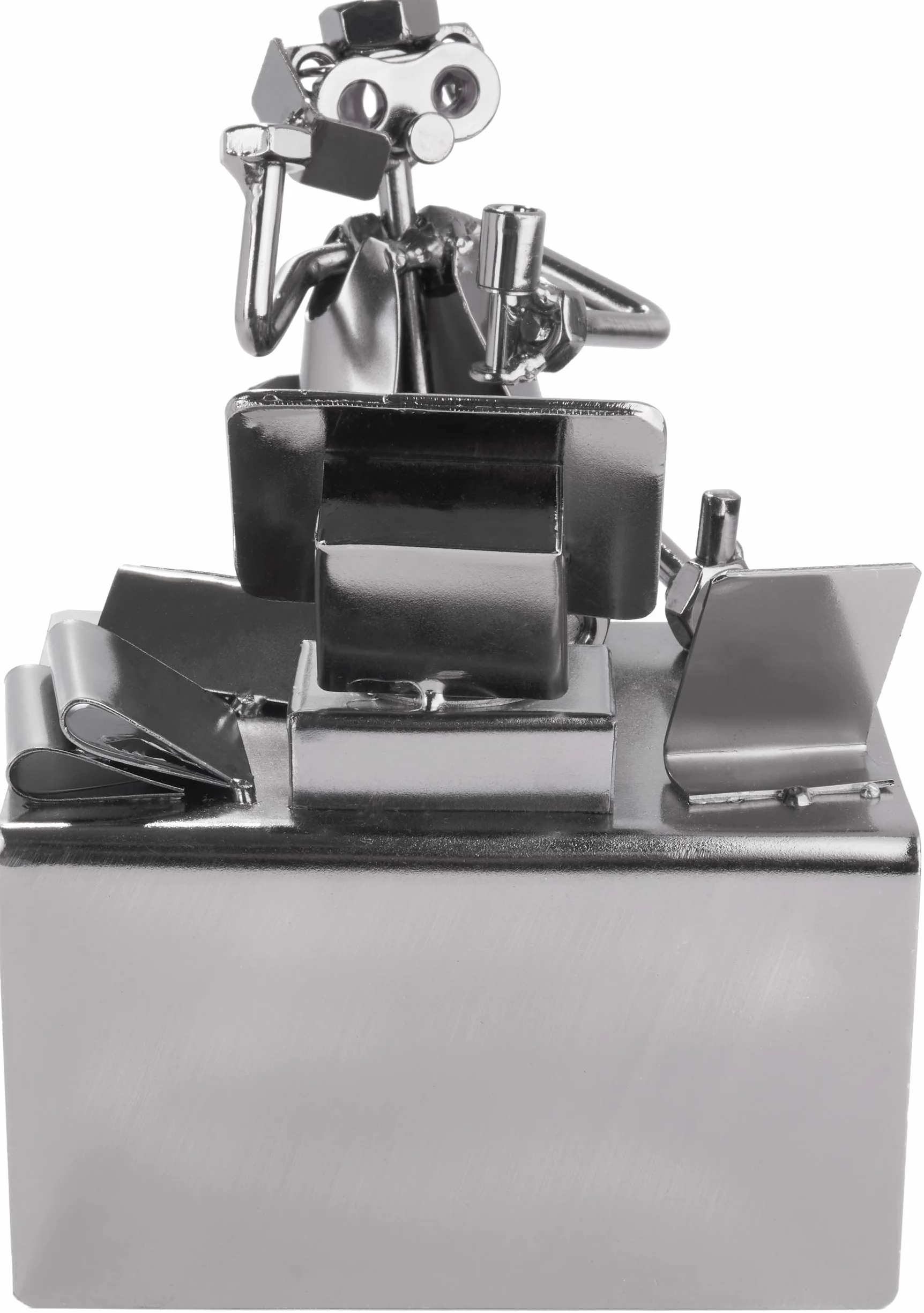 BRUBAKER Screw Man Pc Office Worker with Business Card Holder Steel Metal Figure
