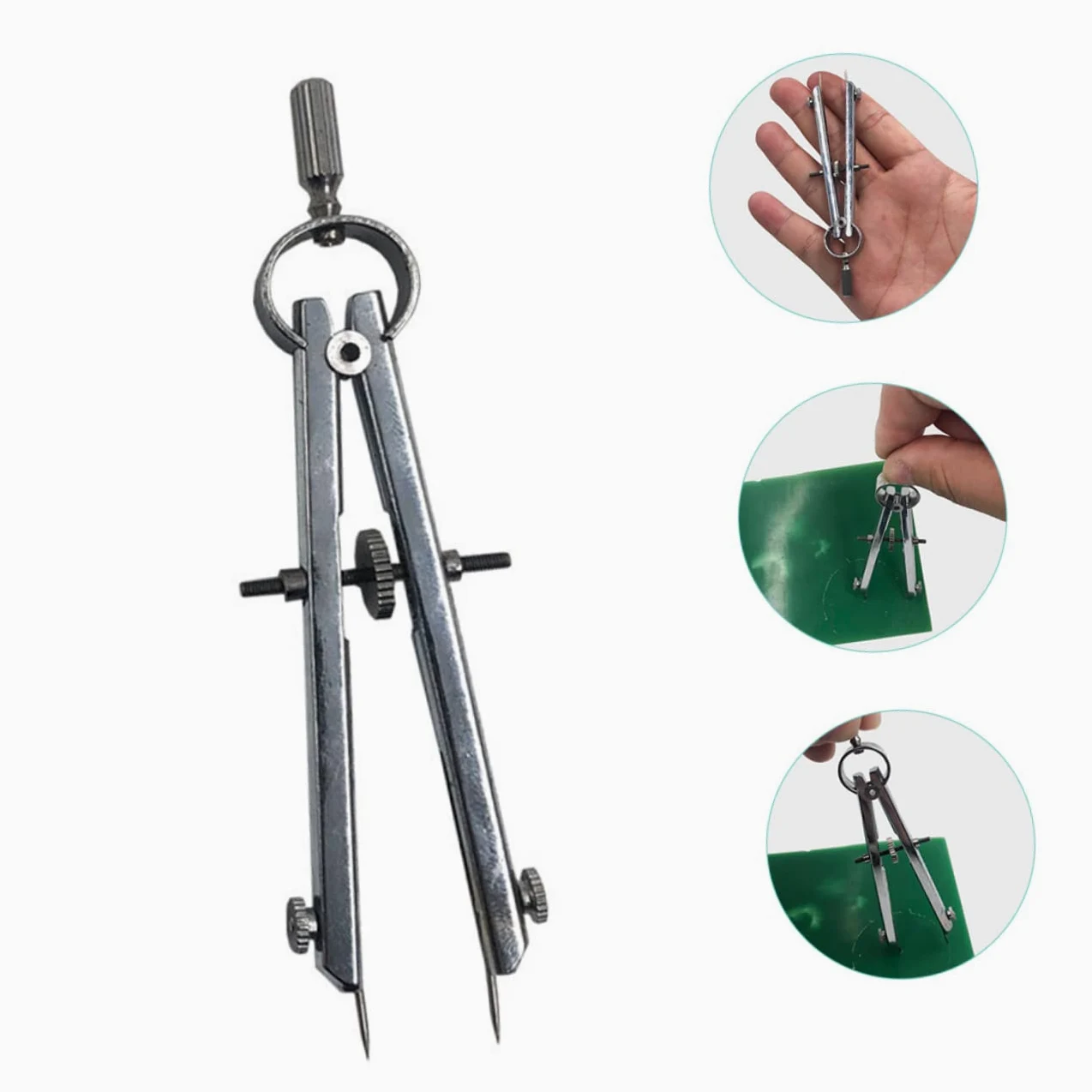 Operitacx 4 Pz Bussole attrezzo compasso a matita bussola per disegnare metrico cerchiometro cerchiografo circle compasso da disegno forniture per ufficio Acciaio inossidabile Silver