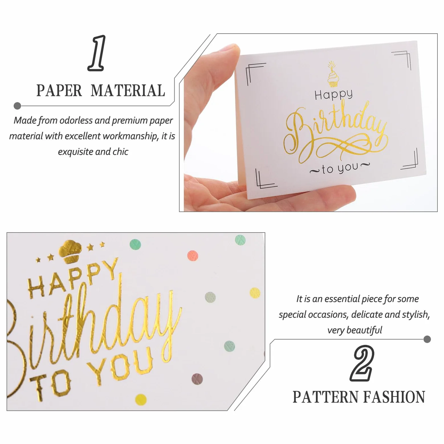 COHEALI 300 Pezzi 60 Biglietti di Auguri di Compleanno Stampa a Caldo, Carta Liscia e Inodore, Set Multi-Design Colorato per Festa, Insegnanti e Celebrazioni Familiari, Forniture per