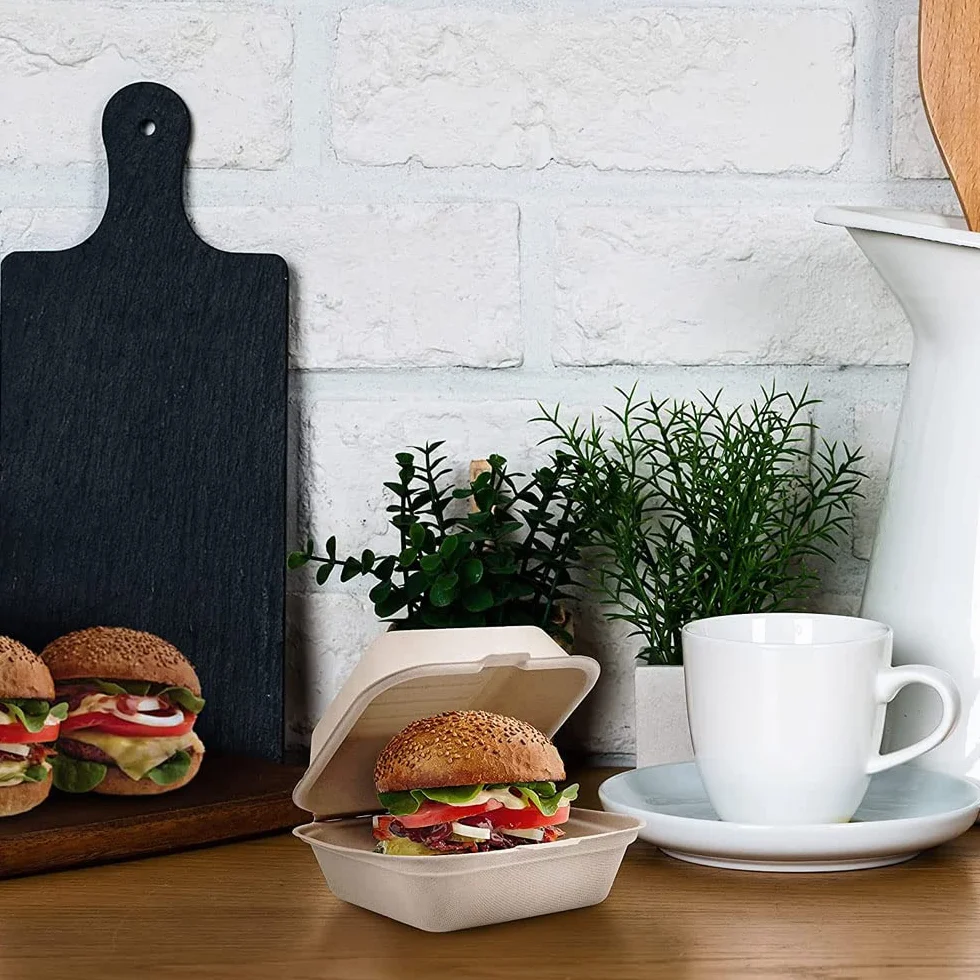 Contenitori Biodegradabili Take Away per Hamburger 50 Pezzi