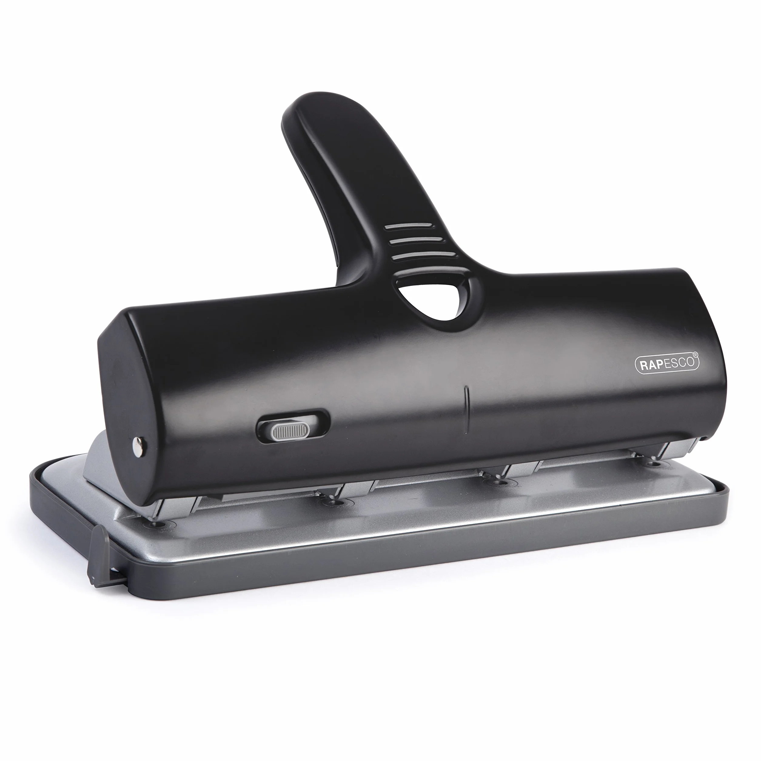Rapesco 1293 Perforatrice a 4 Fori Professionale ALU 40, Metallo, Capacità 40 Fogli, Nero