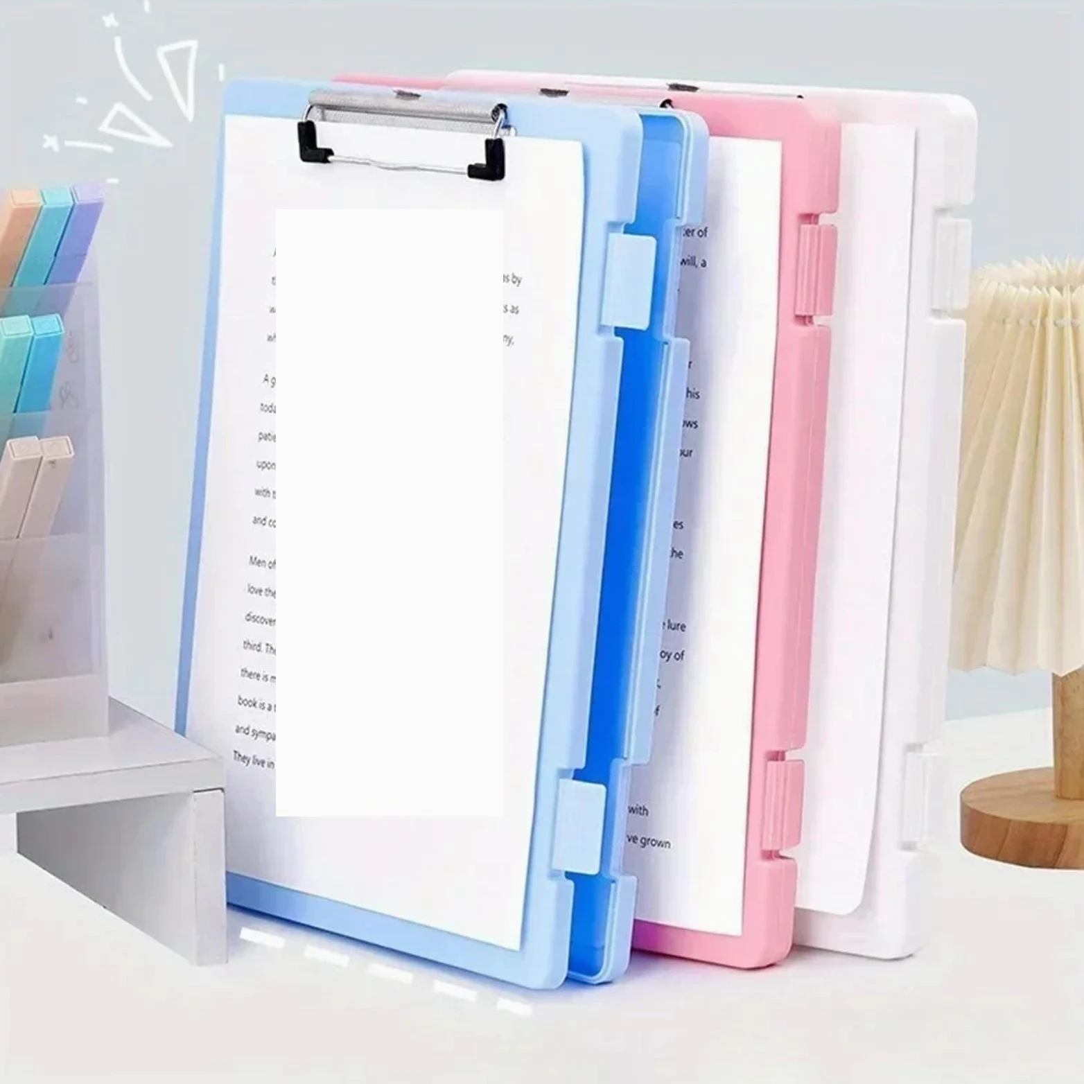 Portablocco 4 Pezzi di Blocco Appunti A4 con Cartella Clip Forniture Tappetino Blocco Appunti File Libretto informativo per l'azienda(Purple)