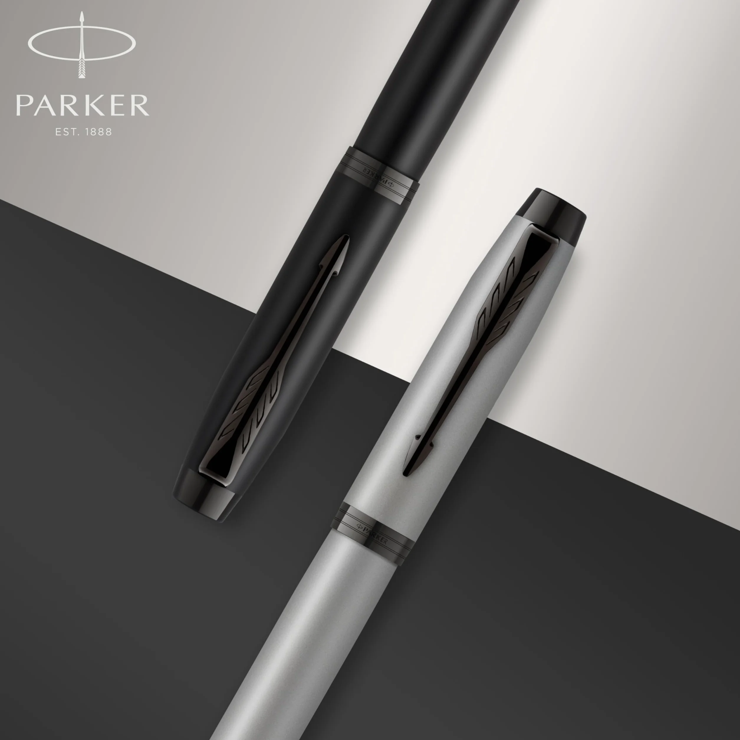 Parker IM Roller Penna Acciaio Inossidabile Puntale Cromato Punta Fine Inchiostro Nero Confezione Regalo
