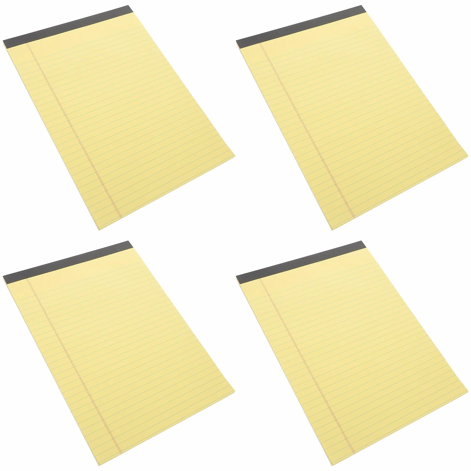 Blocco Note Carta Facile da Scrivere Giallo 4 Pezzi A4 Righe e Design Staccabile per Ufficio e Appunti di Lavoro