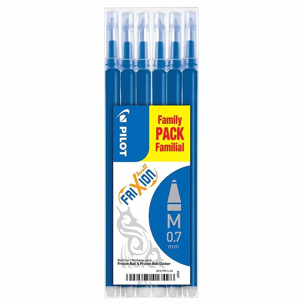 Pilot Frixion Ball Set 6 penne blu punta media ricariche gel termosensibile