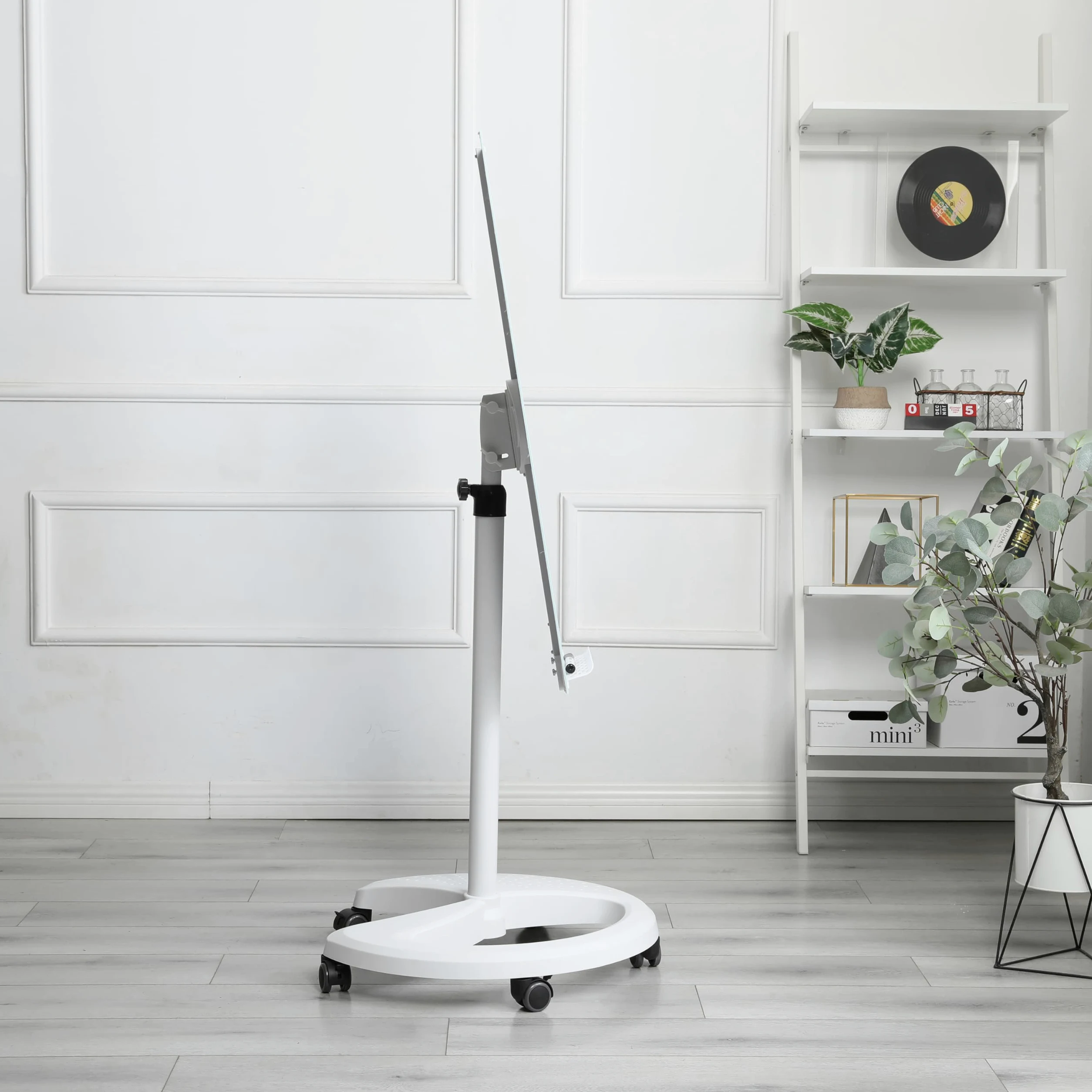 Lavagna in Vetro Temprato con Supporto, Regolabile, Bianco, 90x60 cm
