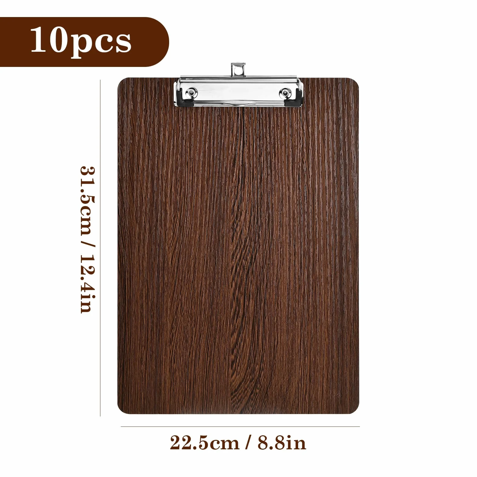 10 Pezzi Portablocco di Legno, Clipboard Menu Board, Portablocchi Appunti Porta-Pad Lavagna da Scrittura a4, Cartellina Rigida con Pinza e Foro, Cartella Portablocco per Scuola Ufficio Ristoranti