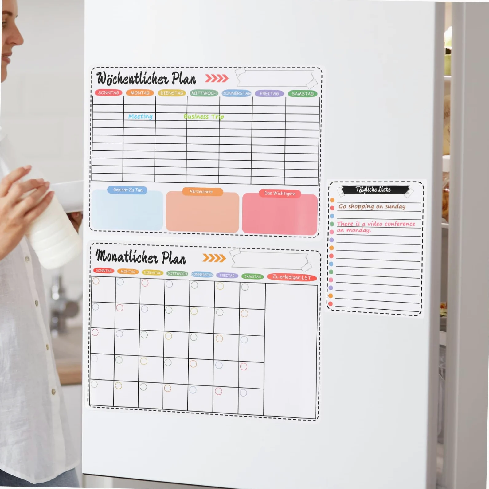 Homoyoyo Lavagna Magnetica per Frigorifero, Calendario Settimanale e Mensile Cancellabile, Bianca, Facile da Pulire, per Casa e Cucina | Resina Sintetica, Si Applica Facilmente al Refrigeratore, Uso Casa e Ufficio