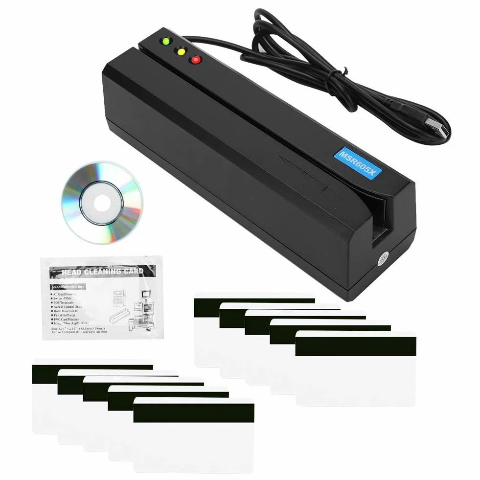 Lettore di Bande Magnetiche MSR605X, Lettore di Schede Magnetiche Scrittore di Bande Magnetiche Indicatore LED Scrittore di Bande Magnetiche 3 Tracce