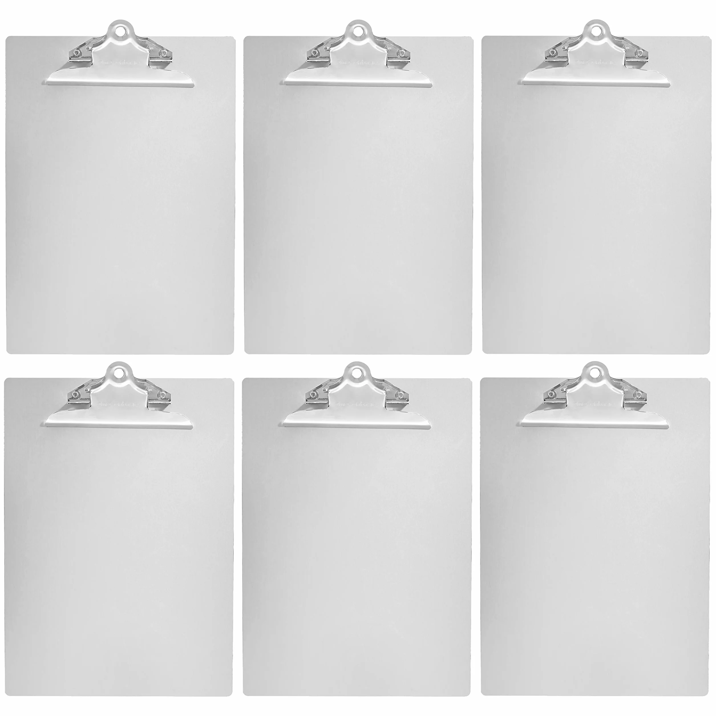 Amazon Basics Tavoletta in alluminio - Formato A4, pinza standard, 1 unità, confezione da 6, Argento, 22,6 x 4,2 x 33 cm