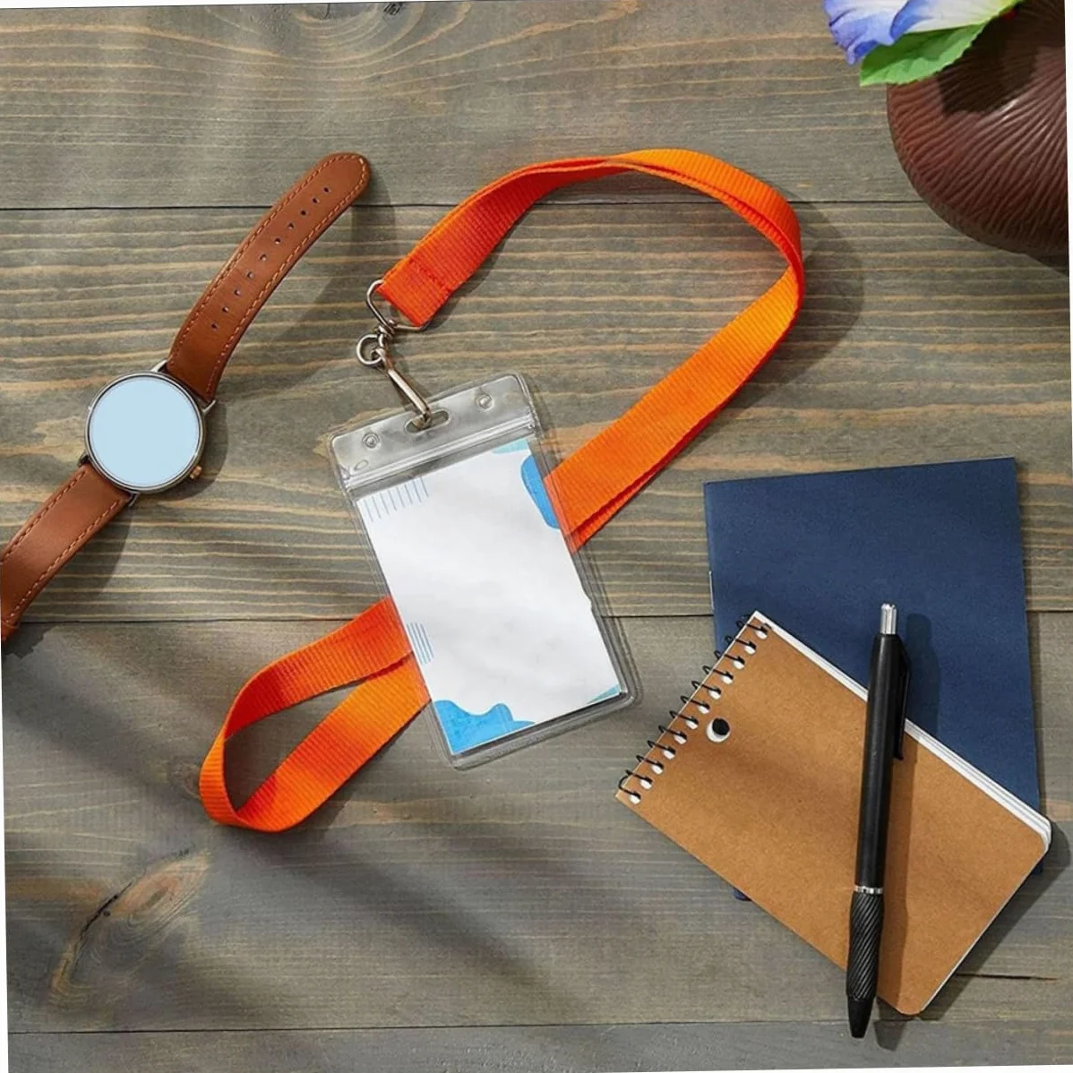 Operitacx 2sets Lanyard Per Badge Con Portabadge Trasparente Da Arancione Per Lavoratori Studenti Volontari e Conferenze