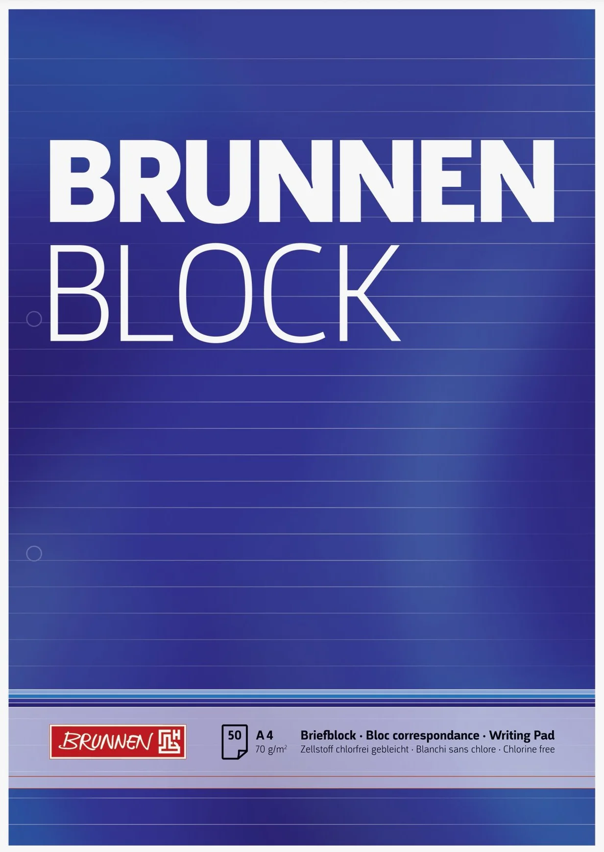 Brunnen Blocco per lettere formato A4 a righe 50 fogli 70 g/m² 2 fori