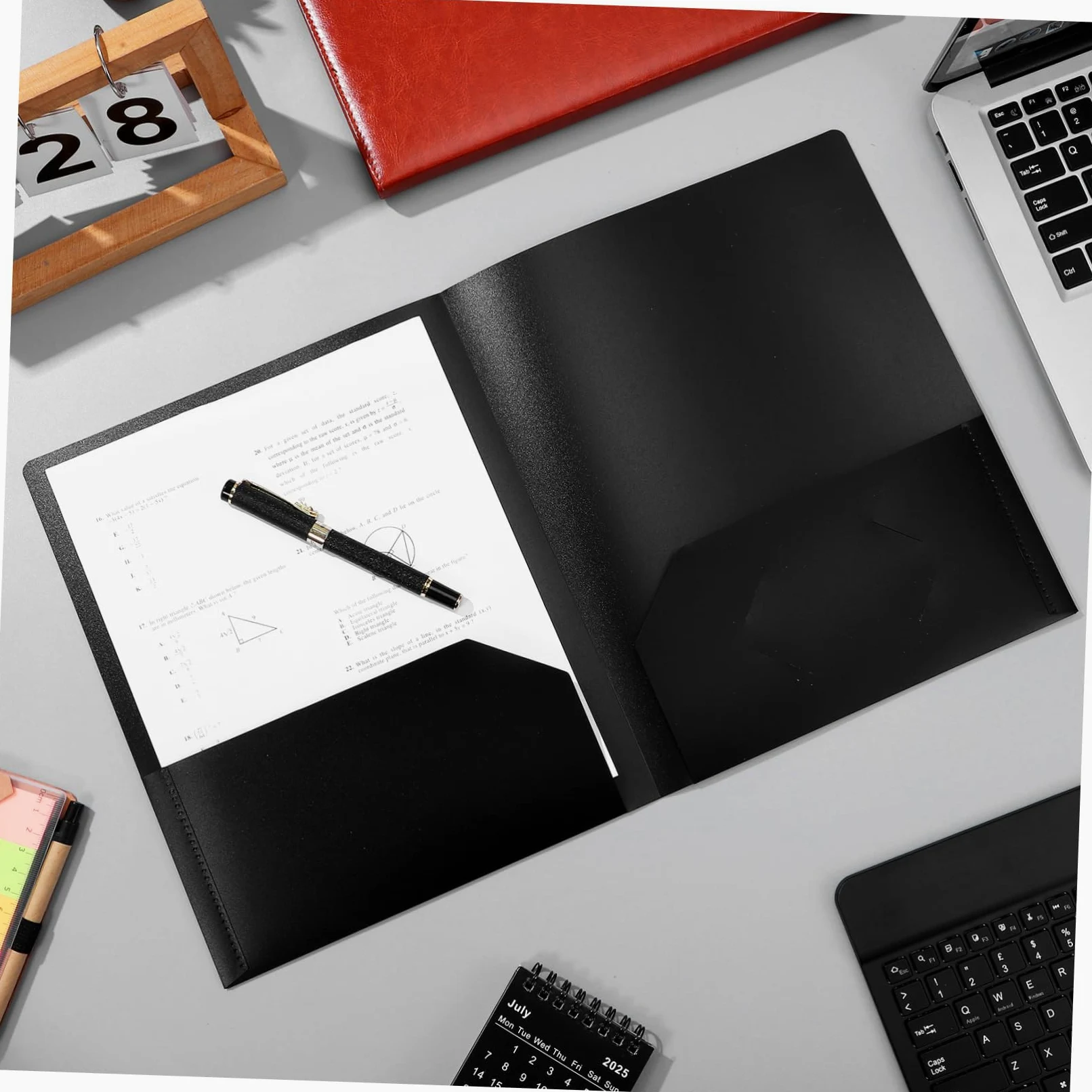 Artibetter Cartelle Nere in Plastica con Doppia Tasca Set da 12 Pezzi e Portabiglietti da Visita, Leggere e Portatili per L'organizzazione di Documenti in Ufficio e Scuola