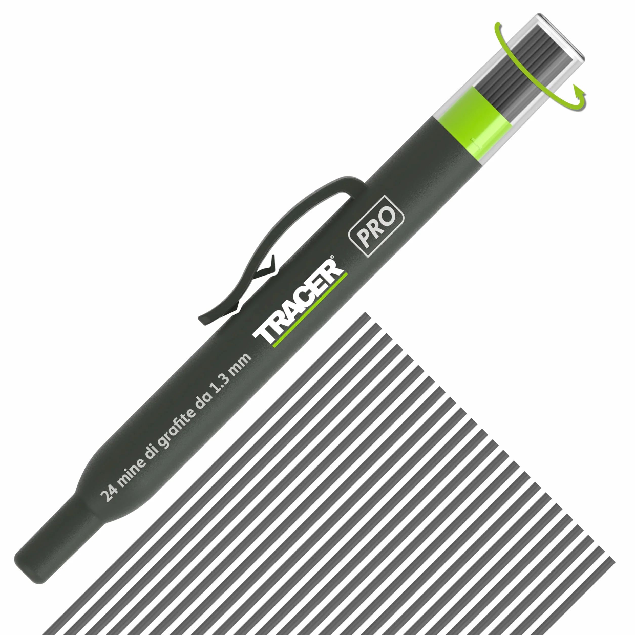 Tracer Pro Series Set di mine di ricambio per matita di precisione 24 x 1,3 mm grafite