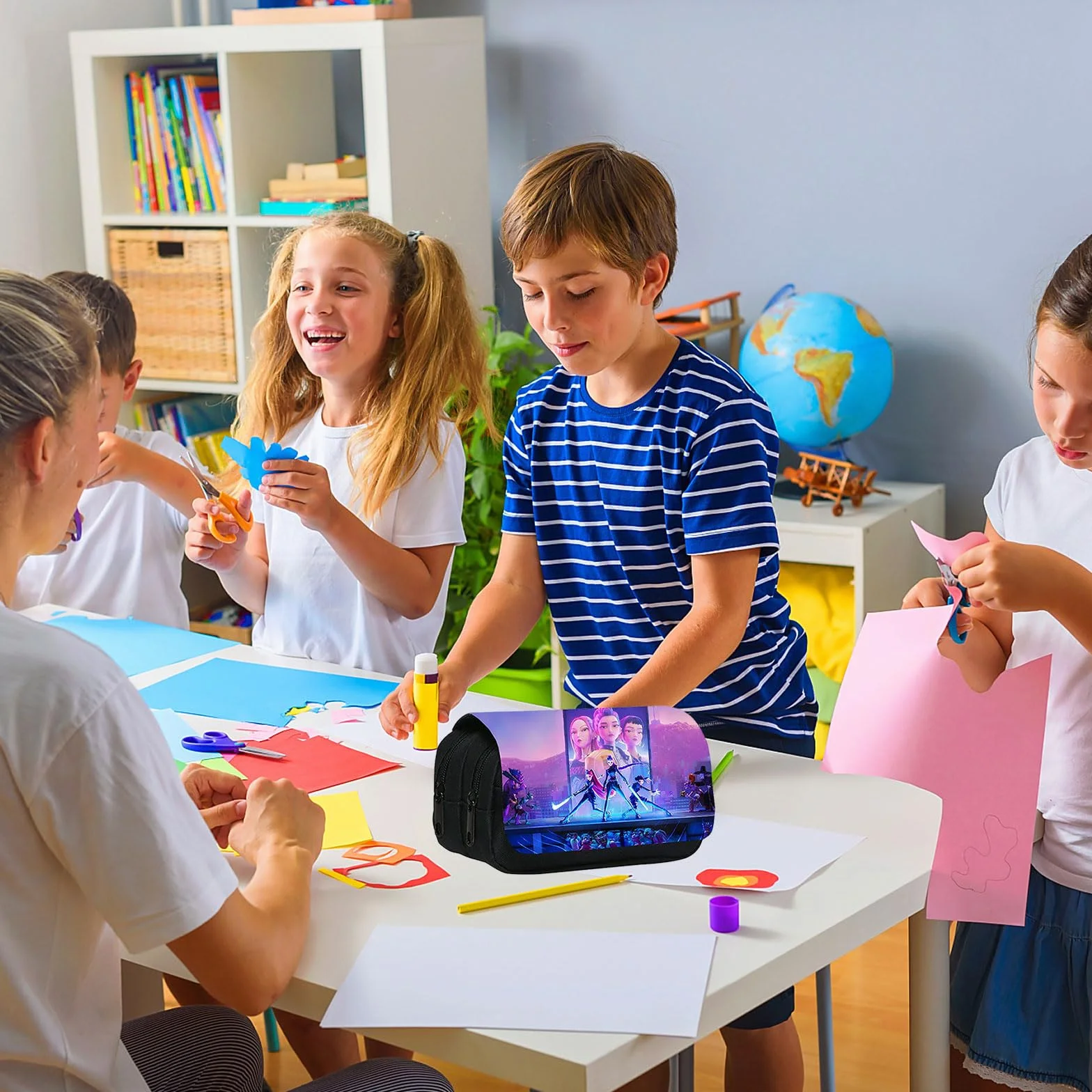 Astuccio per ragazze con cerniera grande capacità 3 scomparti scuola ufficio contenitore trucchi