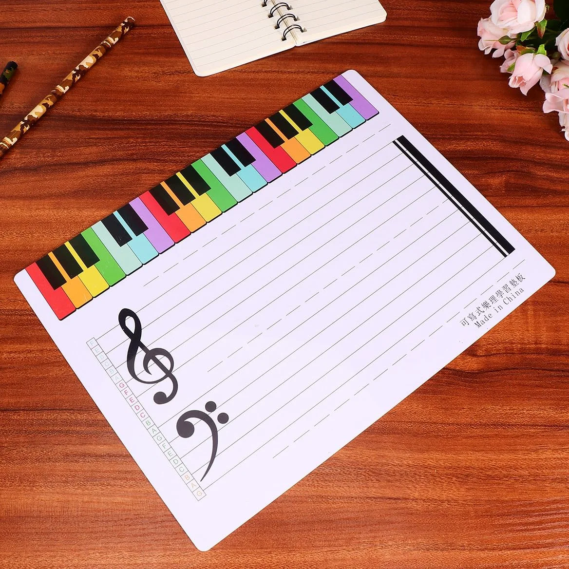 LALAFINA Lavagna Magnetica Cancellabile a 5 Linee Per Spartito 2 Pannelli Lavagna Per Insegnamento e Pratica Musicale Per Scrittura Note